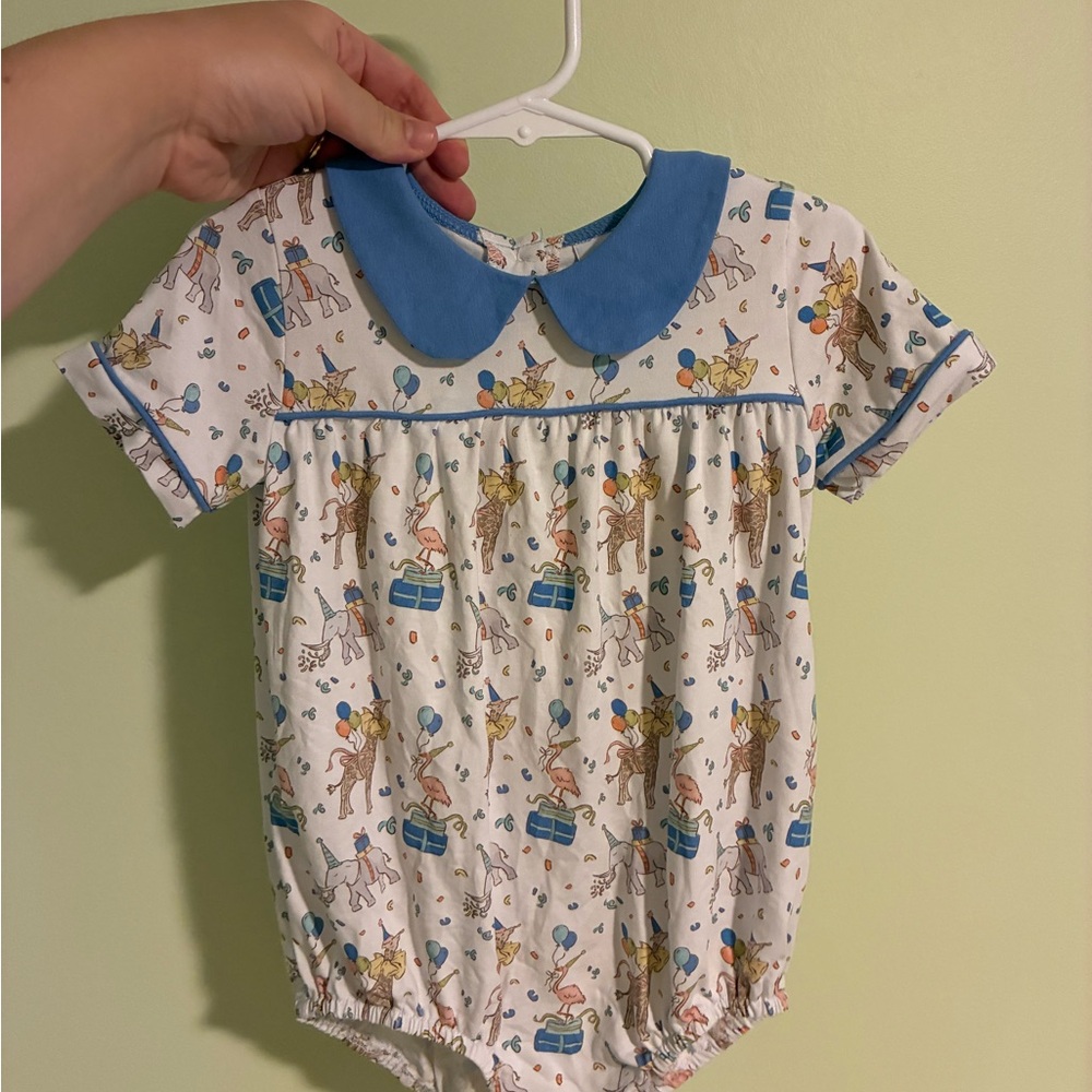 Blue Peter Collar Bubble with Animal Party Print